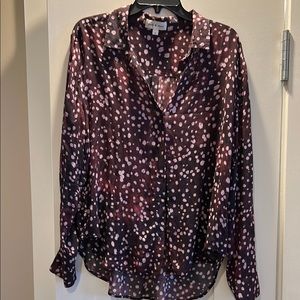 Cloth & Stone Red Long Sleeve Notched Collar Blouse